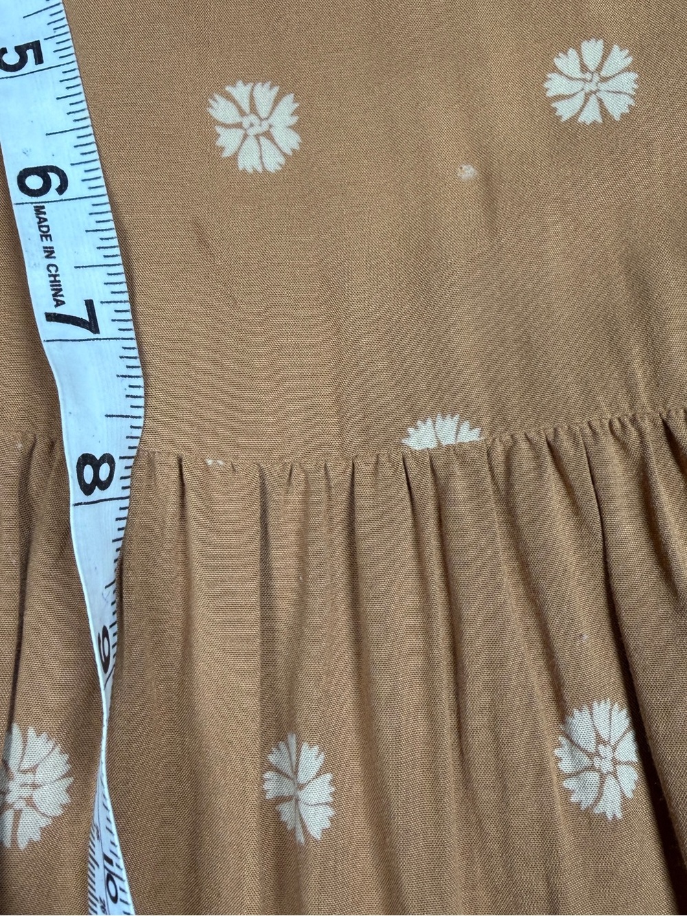 Madewell Bloom Dot Warm Hickory Cream Tan Tiered Ruffle Tie Neck Mini Dress M - Picture 6 of 17